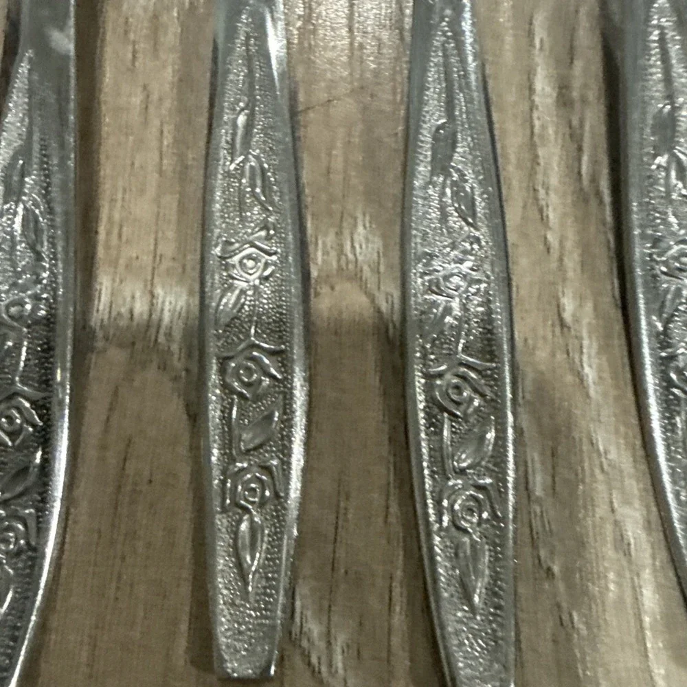 Ekco Eterna ROSE COTILLION Stainless 6 Dinner Forks Textured Handle Flatware